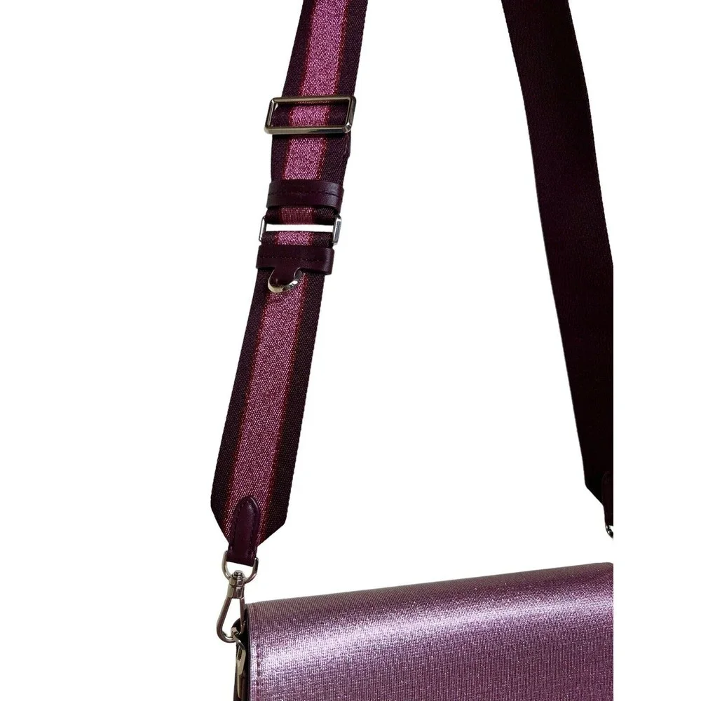 Kate Spade Buddie Glitter Striped‎ Leather Medium Pink Shoulder Bag